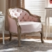Baxton Studio Genevieve Traditional French Provincial Light Pink Velvet Upholstered White-Washed Oak Wood Armchair - BSOTSF7766-Light Pink-CC