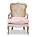 Baxton Studio Vallea Traditional French Provincial Light Pink Velvet Fabric Upholstered White-Washed Oak Wood Armchair - BSOTSF7764-Light Pink-CC