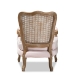 Baxton Studio Vallea Traditional French Provincial Light Pink Velvet Fabric Upholstered White-Washed Oak Wood Armchair - BSOTSF7764-Light Pink-CC