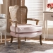 Baxton Studio Vallea Traditional French Provincial Light Pink Velvet Fabric Upholstered White-Washed Oak Wood Armchair - BSOTSF7764-Light Pink-CC