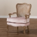 Baxton Studio Vallea Traditional French Provincial Light Pink Velvet Fabric Upholstered White-Washed Oak Wood Armchair - BSOTSF7764-Light Pink-CC
