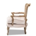 Baxton Studio Vallea Traditional French Provincial Light Beige Velvet Fabric Upholstered White-Washed Oak Wood Armchair - BSOTSF7764-Light Beige-CC