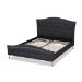 Baxton Studio Felisa Modern and Contemporary Charcoal Grey Fabric Upholstered and Button Tufted King Size Platform Bed - BSOCF9009-Charcoal-King