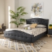 Baxton Studio Felisa Modern and Contemporary Charcoal Grey Fabric Upholstered and Button Tufted King Size Platform Bed - BSOCF9009-Charcoal-King