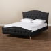Baxton Studio Felisa Modern and Contemporary Charcoal Grey Fabric Upholstered and Button Tufted King Size Platform Bed - BSOCF9009-Charcoal-King