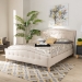 Baxton Studio Felisa Modern and Contemporary Beige Fabric Upholstered and Button Tufted King Size Platform Bed - BSOCF9009-Beige-King