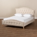 Baxton Studio Felisa Modern and Contemporary Beige Fabric Upholstered and Button Tufted King Size Platform Bed - BSOCF9009-Beige-King