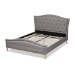 Baxton Studio Felisa Modern and Contemporary Grey Fabric Upholstered and Button Tufted King Size Platform Bed - BSOCF9009-Grey-King