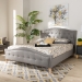 Baxton Studio Felisa Modern and Contemporary Grey Fabric Upholstered and Button Tufted King Size Platform Bed - BSOCF9009-Grey-King