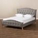 Baxton Studio Felisa Modern and Contemporary Grey Fabric Upholstered and Button Tufted King Size Platform Bed - BSOCF9009-Grey-King