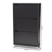 Baxton Studio Simms Modern and contemporary Dark Grey Finished Wood Shoe Storage Cabinet with 6 Fold-Out Racks - BSOFP-3OUSH-Dark Grey