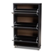 Baxton Studio Simms Modern and contemporary Dark Grey Finished Wood Shoe Storage Cabinet with 6 Fold-Out Racks - BSOFP-3OUSH-Dark Grey