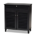 Baxton Studio Coolidge Modern and Contemporary Dark Grey Finished 4-Shelf Wood Shoe Storage Cabinet with Drawer