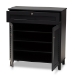 Baxton Studio Coolidge Modern and Contemporary Dark Grey Finished 4-Shelf Wood Shoe Storage Cabinet with Drawer - BSOFP-02LV-Dark Grey