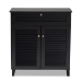 Baxton Studio Coolidge Modern and Contemporary Dark Grey Finished 4-Shelf Wood Shoe Storage Cabinet with Drawer - BSOFP-02LV-Dark Grey