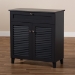 Baxton Studio Coolidge Modern and Contemporary Dark Grey Finished 4-Shelf Wood Shoe Storage Cabinet with Drawer - BSOFP-02LV-Dark Grey