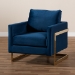 Baxton Studio Matteo Glam and Luxe Navy Blue Velvet Fabric Upholstered Gold Finished Armchair - BSOTSF-77241-Navy/Gold-CC