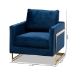 Baxton Studio Matteo Glam and Luxe Navy Blue Velvet Fabric Upholstered Gold Finished Armchair - BSOTSF-77241-Navy/Gold-CC