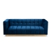 Baxton Studio Loreto Glam and Luxe Navy Blue Velvet Fabric Upholstered Brushed Gold Finished Sofa - BSOTSF-5506-Navy/Gold-SF
