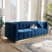 Baxton Studio Loreto Glam and Luxe Navy Blue Velvet Fabric Upholstered Brushed Gold Finished Sofa - BSOTSF-5506-Navy/Gold-SF
