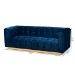 Baxton Studio Loreto Glam and Luxe Navy Blue Velvet Fabric Upholstered Brushed Gold Finished Sofa - BSOTSF-5506-Navy/Gold-SF