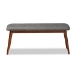 Baxton Studio Flora II Mid-Century Modern Dark Grey Fabric Upholstered Medium Oak Finished Wood Dining Bench - BSOFlora2-Grey/Medium Oak-Bench