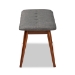 Baxton Studio Flora II Mid-Century Modern Dark Grey Fabric Upholstered Medium Oak Finished Wood Dining Bench - BSOFlora2-Grey/Medium Oak-Bench