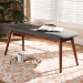 Baxton Studio Flora II Mid-Century Modern Dark Grey Fabric Upholstered Medium Oak Finished Wood Dining Bench - BSOFlora2-Grey/Medium Oak-Bench