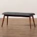 Baxton Studio Flora II Mid-Century Modern Dark Grey Fabric Upholstered Medium Oak Finished Wood Dining Bench - BSOFlora2-Grey/Medium Oak-Bench