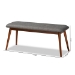 Baxton Studio Flora II Mid-Century Modern Dark Grey Fabric Upholstered Medium Oak Finished Wood Dining Bench - BSOFlora2-Grey/Medium Oak-Bench