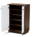 Baxton Studio Mette Mid-Century Modern Two-Tone White and Walnut Finished 5-Shelf Wood Entryway Shoe Cabinet - BSOLV3SC3150WI-Columbia/White-Shoe Cabinet