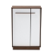 Baxton Studio Mette Mid-Century Modern Two-Tone White and Walnut Finished 5-Shelf Wood Entryway Shoe Cabinet - BSOLV3SC3150WI-Columbia/White-Shoe Cabinet