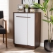 Baxton Studio Mette Mid-Century Modern Two-Tone White and Walnut Finished 5-Shelf Wood Entryway Shoe Cabinet - BSOLV3SC3150WI-Columbia/White-Shoe Cabinet