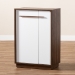 Baxton Studio Mette Mid-Century Modern Two-Tone White and Walnut Finished 5-Shelf Wood Entryway Shoe Cabinet - BSOLV3SC3150WI-Columbia/White-Shoe Cabinet