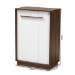 Baxton Studio Mette Mid-Century Modern Two-Tone White and Walnut Finished 5-Shelf Wood Entryway Shoe Cabinet - BSOLV3SC3150WI-Columbia/White-Shoe Cabinet