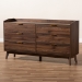 Baxton Studio Lena Mid-Century Modern Walnut Brown Finished 6-Drawer Wood Dresser - BSOLV4COD4231WI-Columbia-6DW-Dresser