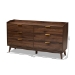 Baxton Studio Lena Mid-Century Modern Walnut Brown Finished 6-Drawer Wood Dresser - BSOLV4COD4231WI-Columbia-6DW-Dresser
