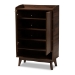 Baxton Studio Lena Mid-Century Modern Walnut Brown Finished 5-Shelf Wood Entryway Shoe Cabinet - BSOLV4SC4150WI-Columbia-Shoe Cabinet