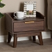 Baxton Studio Lena Mid-Century Modern Walnut Brown Finished 1-Drawer Wood Nightstand - BSOLV4ST4240WI-Columbia-NS