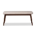 Baxton Studio Flora Mid-Century Modern Light Grey Fabric Upholstered Walnut Finished Wood Dining Bench - BSOFlora-Light Grey/Walnut-Bench