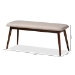 Baxton Studio Flora Mid-Century Modern Light Grey Fabric Upholstered Walnut Finished Wood Dining Bench - BSOFlora-Light Grey/Walnut-Bench