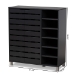 Baxton Studio Shirley Modern and Contemporary Dark Grey Finished 2-Door Wood Shoe Storage Cabinet with Open Shelves - BSOSR-002-Dark Grey