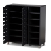 Baxton Studio Shirley Modern and Contemporary Dark Grey Finished 2-Door Wood Shoe Storage Cabinet with Open Shelves - BSOSR-002-Dark Grey