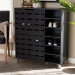 Baxton Studio Shirley Modern and Contemporary Dark Grey Finished 2-Door Wood Shoe Storage Cabinet with Open Shelves - BSOSR-002-Dark Grey