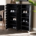 Baxton Studio Shirley Modern and Contemporary Dark Grey Finished 2-Door Wood Shoe Storage Cabinet with Open Shelves - BSOSR-002-Dark Grey