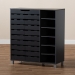 Baxton Studio Shirley Modern and Contemporary Dark Grey Finished 2-Door Wood Shoe Storage Cabinet with Open Shelves - BSOSR-002-Dark Grey