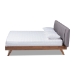 Baxton Studio Brita Mid-Century Modern Grey Fabric Upholstered Walnut Finished Wood King Size Bed - BSOBBT6808-Grey/Walnut-King