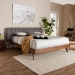 Baxton Studio Brita Mid-Century Modern Grey Fabric Upholstered Walnut Finished Wood King Size Bed - BSOBBT6808-Grey/Walnut-King