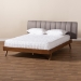 Baxton Studio Brita Mid-Century Modern Grey Fabric Upholstered Walnut Finished Wood King Size Bed - BSOBBT6808-Grey/Walnut-King