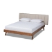 Baxton Studio Brita Mid-Century Modern Light Beige Fabric Upholstered Walnut Finished Wood Queen Size Bed